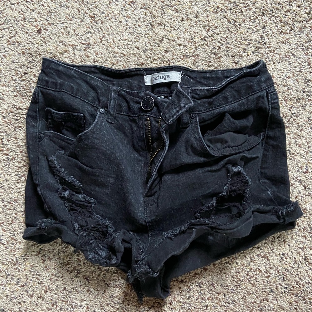 Black high waisted jean shorts size 0